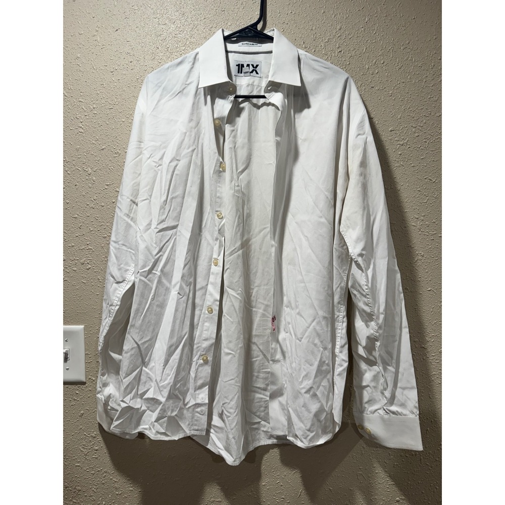 Express 1MX Extra Slim Fit Dress Shirt Mens Large 16-16.5 White Long Sleeve